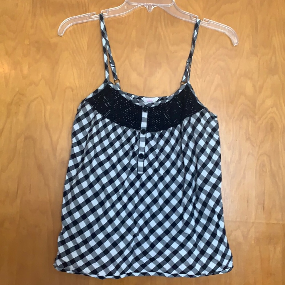 Lilu Checkered Tank with Crochet Detail